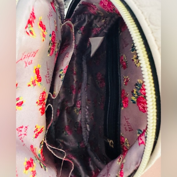 Betsey Johnson Light Pink Backpack with Black Bow Charm - Picture 8 of 10